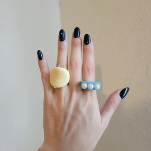 Yellow and Blue Statement Rings